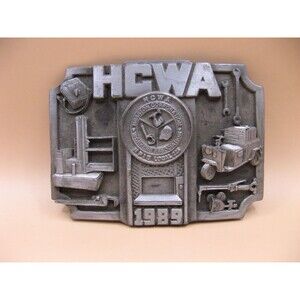 HWCA 1989 Hesston Corporation Maintenance Belt Buckle Siskiyou Oregon Made USA